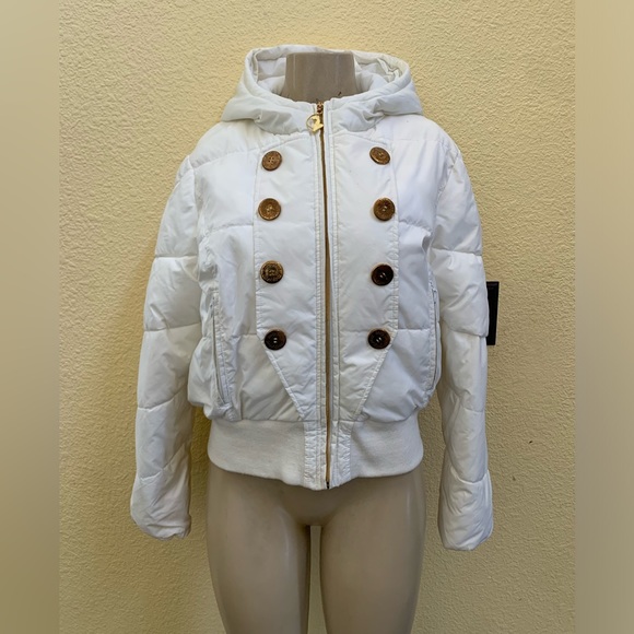 Baby Phat Size Large White Full Zip Puffer Jacket With Hood - Picture 1 of 11